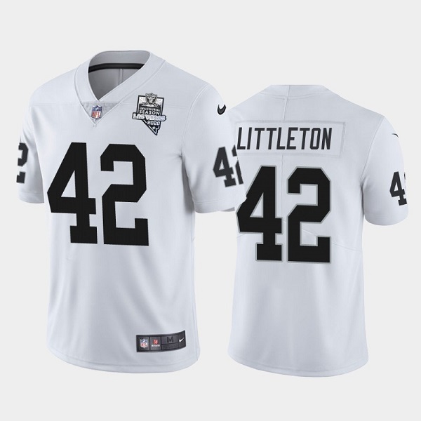 Men's Las Vegas Raiders #42 Cory Littleton White NFL 2020 Inaugural Season Vapor Limited Stitched Jersey